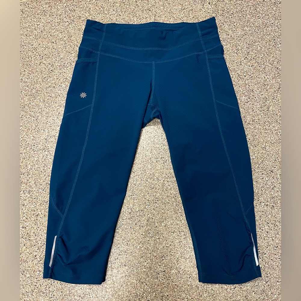 ATHLETA Cropped Workout Leggings Running Activewear Blue Size XS EUC